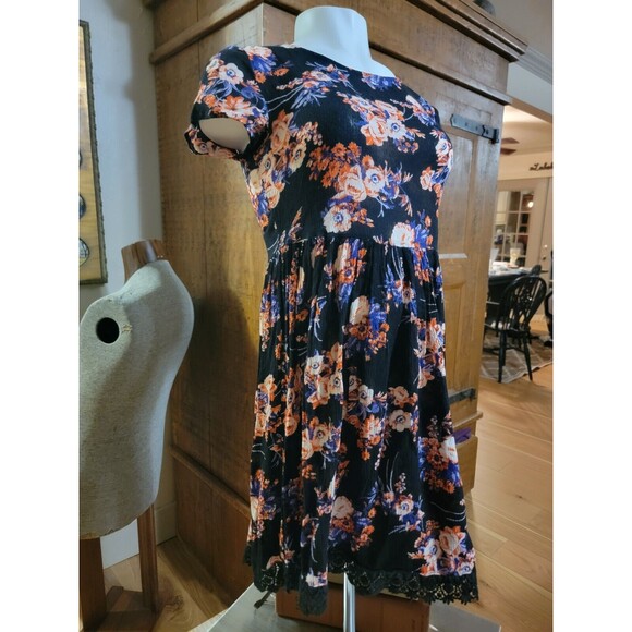 NEW LOOK casual summer cover-up/ dress, black w/ floral, US 4 UK 8 - Picture 12 of 15